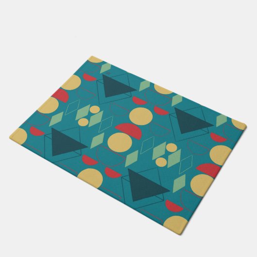 Mod Geometrisches Türkis Fußmatte (Schrägansicht)