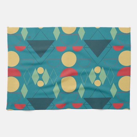 Mod Geometrisches Türkis Geschirrtuch (Horizontal)