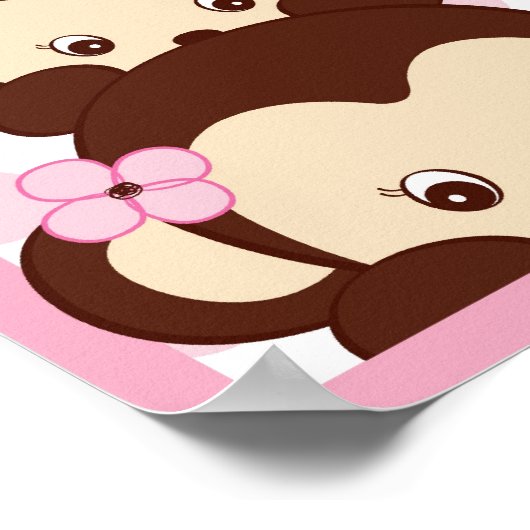 Mod Girl Monkey Dots Kinderzimmer Kunst, Dichtung Poster (Ecke)