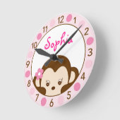 Mod Girl Monkey Personalisiert Kinderzimmer Wall C Runde Wanduhr (Winkel)