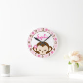 Mod Girl Monkey Personalisiert Kinderzimmer Wall C Runde Wanduhr (Zuhause)