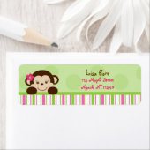 Mod Girl Monkey Pink Green Address Labels (Insitu)