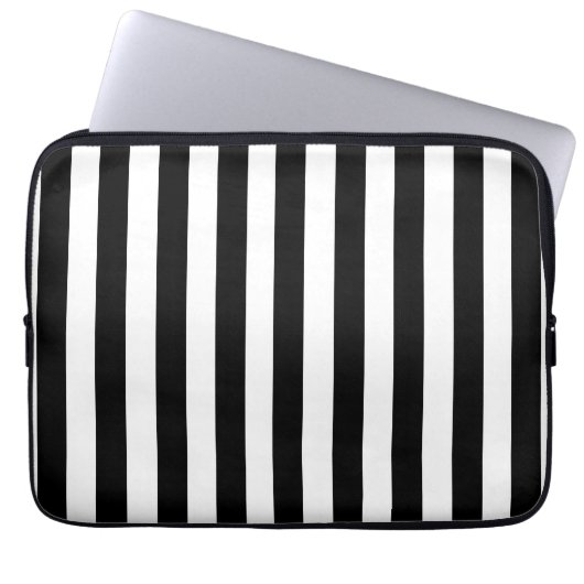 MOD-GIRLY SCHWARZES STREIFEN-MUSTER LAPTOPSCHUTZHÜLLE (Vorderseite)