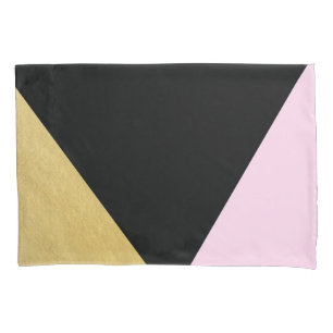 Mod Glachs-Dreiecke aus Schwarz und Rosa Kissenbezug