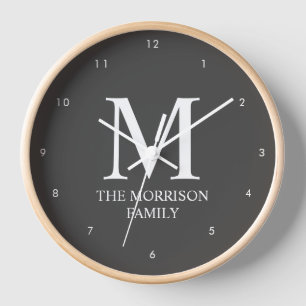 Mod Grau-Personalisiert-Familienmonogramm Uhr