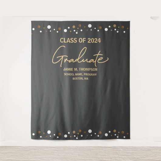 Mod Gray Gold Class 2024 Abschluss Wandteppich (Vorderseite)