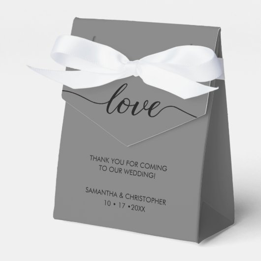 Mod Gray Simple & Elegant Liebe Wedding ScrIpt Geschenkschachtel (Vorderseite)