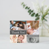 Mod Gray Vielen Dank, dass Sie das zweite Baby-Fot Ankündigungspostkarte (Stehend Vorderseite)