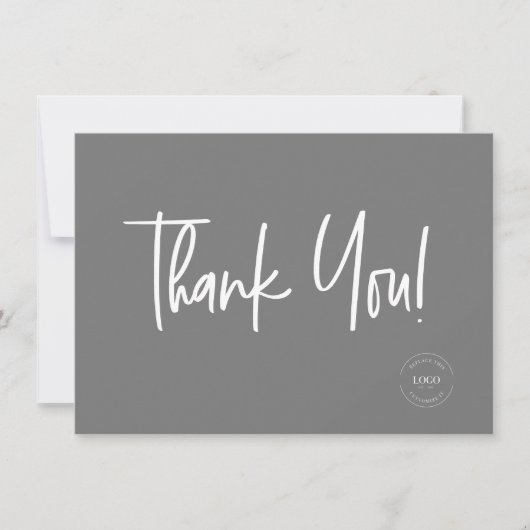 Mod Gray White Company Logo Social Vielen Dank Dankeskarte (Vorderseite)