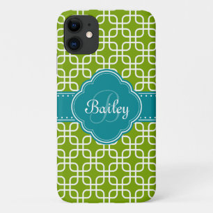 Mod Green Muster Aquamarin Quatrefolienmonogramm Case-Mate iPhone Hülle