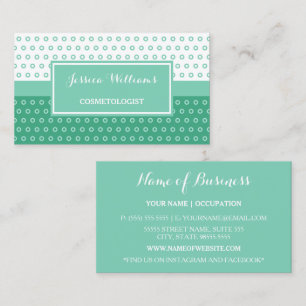 Mod Green und White Polka Dots Kosmetologe Visitenkarte