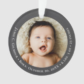 Mod Grey Baby's First Christmas 1 photo Birth date Ornament (Vorderseite)