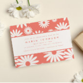 Mod Groovy Happy Daisy Hippie Pink Baby Shower Einladung