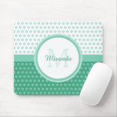 Mod-grünes und weißes Polka-Punkt-Monogramm mit Mousepad (Mit Mouse)