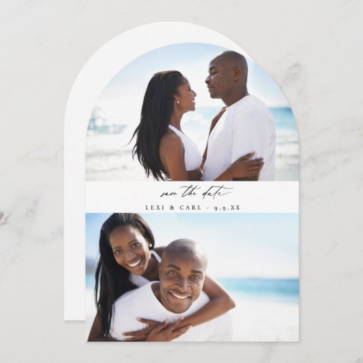 MOD H Duo Foto Save the Date Arc Einladung (Vorne/Hinten)