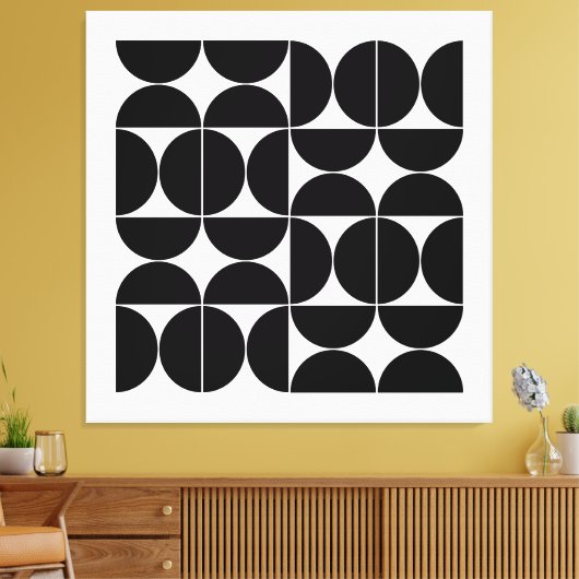 Mod Halbkreise in Schwarz Leinwanddruck (Insitu (Wohnzimmer))