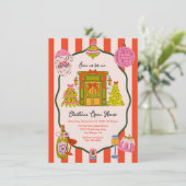 Mod Hand Drawn Christmas Open House Einladung (Stehend Vorderseite)