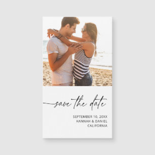 Mod Handwriting Foto W Save the Date Magnet SM