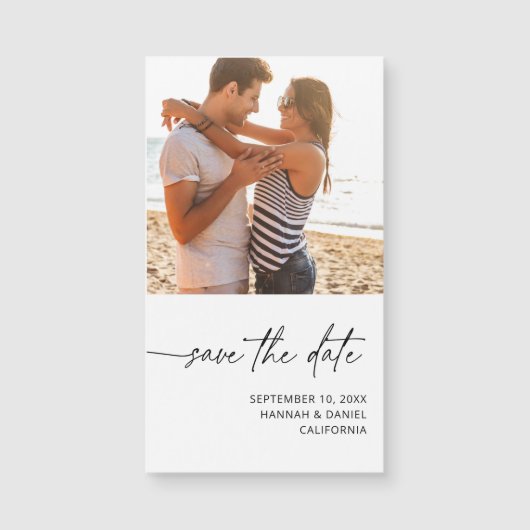 Mod Handwriting Foto W Save the Date Magnet SM (Vorderseite)