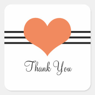 Mod Heart Danke Stickers, Orange Quadratischer Aufkleber