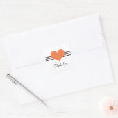 Mod Heart Danke Stickers, Orange Quadratischer Aufkleber (Umschlag)