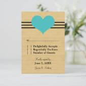 Mod Heart Response Card, Aqua RSVP Karte (Stehend Vorderseite)