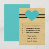 Mod Heart Response Card, Aqua RSVP Karte (Vorne/Hinten)