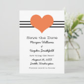 Mod Heart Save the Date einladen, Orange (Stehend Vorderseite)