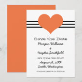 Mod Heart Save the Date einladen, Orange (Vorne/Hinten)