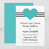 Mod Heart Save the Date Invite, Aqua (Vorne/Hinten)