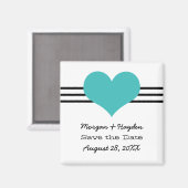 Mod Heart Save the Date Magnet, Aqua Magnet (Vorderseite/Rückseite)
