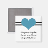 Mod Heart Save the Date Magnet, Blau Magnet (Vorderseite/Rückseite)