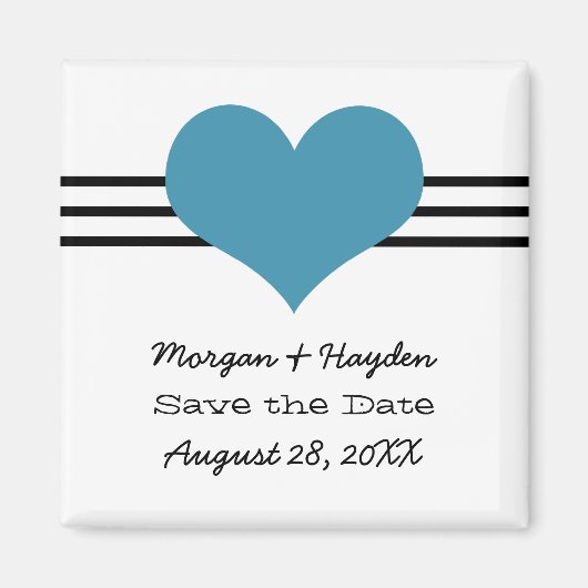 Mod Heart Save the Date Magnet, Blau Magnet (Vorne)