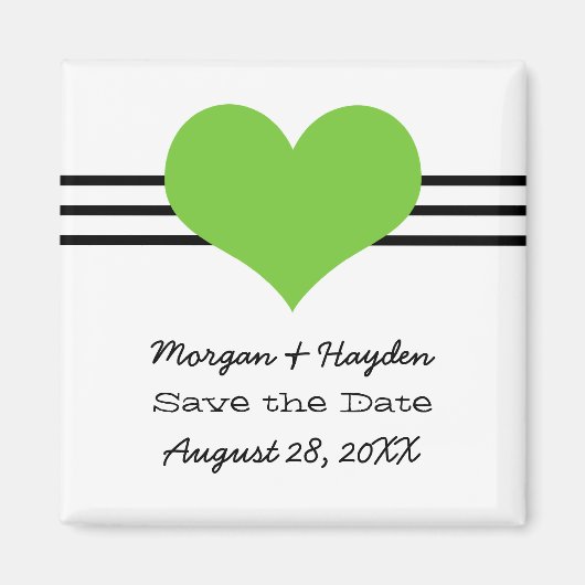 Mod Heart Save the Date Magnet, Green Magnet (Vorne)