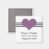 Mod Heart Save the Date Magnet, Lila Magnet (Vorderseite/Rückseite)