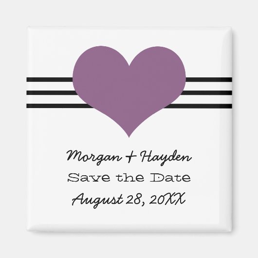 Mod Heart Save the Date Magnet, Lila Magnet (Vorne)