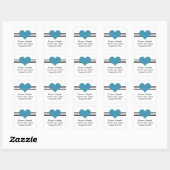 Mod Heart Save the Date Stickers, blau Quadratischer Aufkleber (Blatt)
