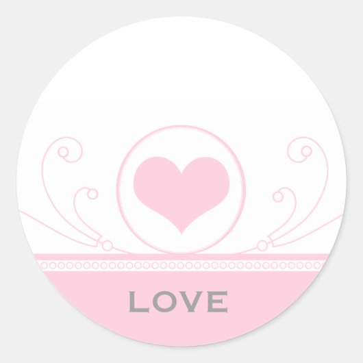 Mod-Heart Swirt-Aufkleber, hellrosa Runder Aufkleber (Vorderseite)