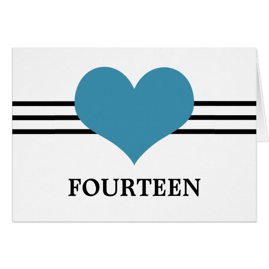 Mod Heart Tischnummer Card, blau (Vorderseite (Horizontal))