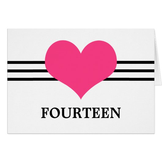 Mod Heart Tischnummer Card, rosa (Vorderseite (Horizontal))