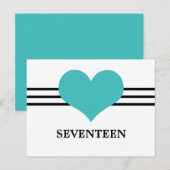 Mod Heart Tischnummer Postcard, Aqua (Vorne/Hinten)