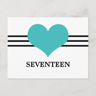 Mod Heart Tischnummer Postcard, Aqua