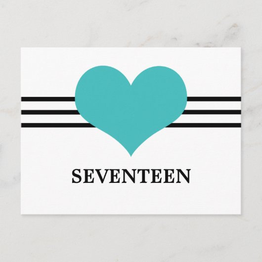 Mod Heart Tischnummer Postcard, Aqua (Vorderseite)