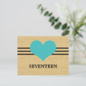 Mod Heart Tischnummer Postcard, Aqua (Stehend Vorderseite)