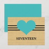 Mod Heart Tischnummer Postcard, Aqua (Vorne/Hinten)
