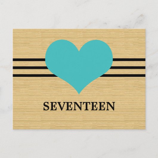 Mod Heart Tischnummer Postcard, Aqua (Vorderseite)
