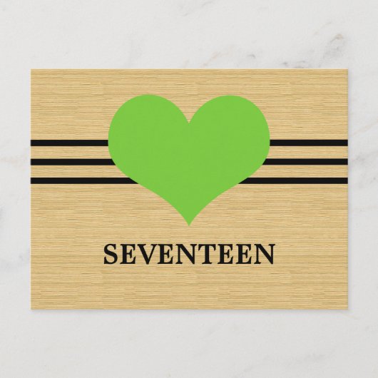 Mod Heart Tischnummer Postcard, grün (Vorderseite)