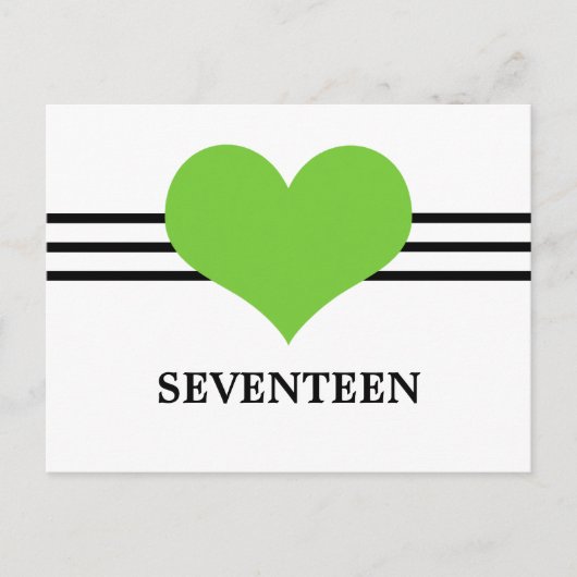 Mod Heart Tischnummer Postcard, grün (Vorderseite)
