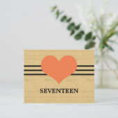 Mod Heart Tischnummer Postcard, Orange (Stehend Vorderseite)
