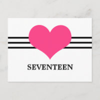 Mod Heart Tischnummer Postcard, rosa